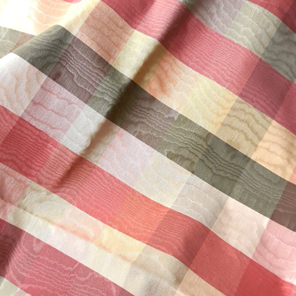 Tropical Barkcloth & Moire Vtg/Retro Homemade Curtains w Valance Single Window - Picture 14 of 15